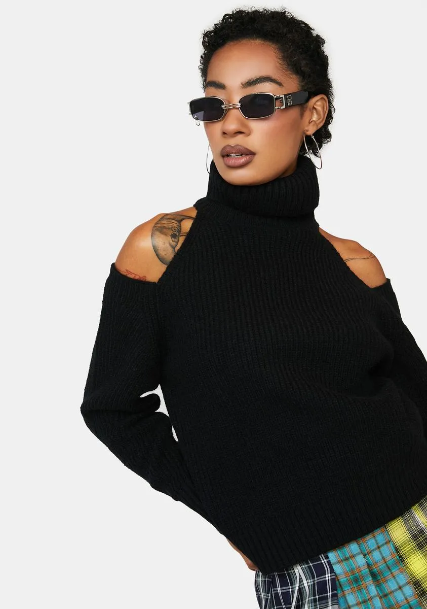 A Little Longer Cold Shoulder Sweater