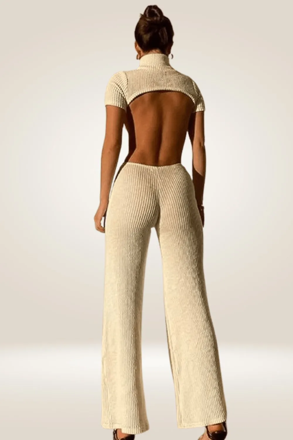 Backless Cut Out White Jumpsuit
