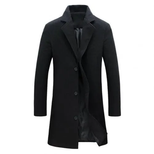 BRADFORD Design Collection Men's Fashion Black Coat Jacket Premium Quality Long Black Wool Coat Jacket