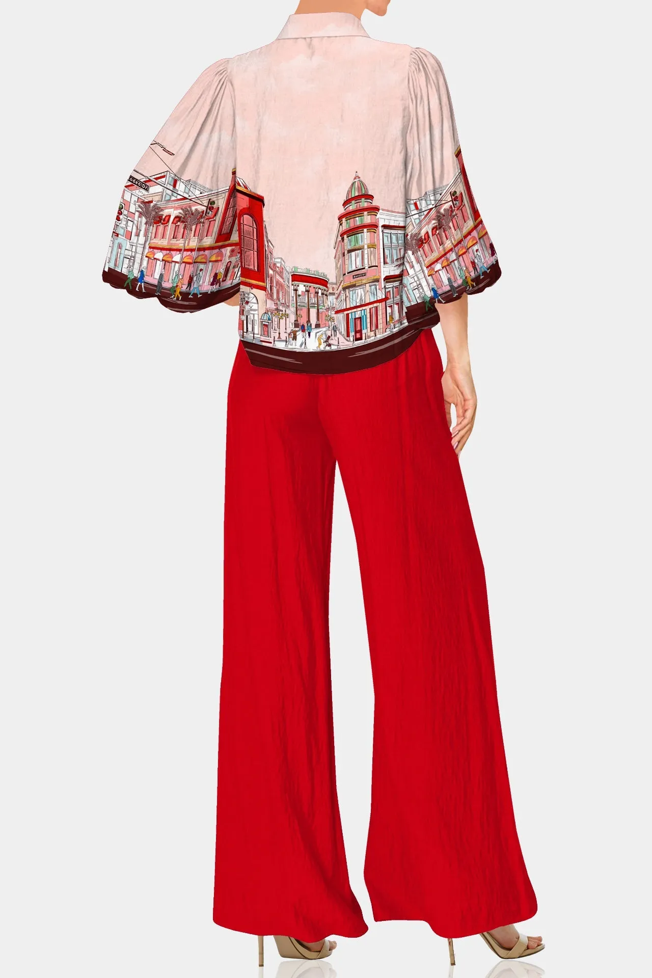 Designer Red Straight Leg Pants