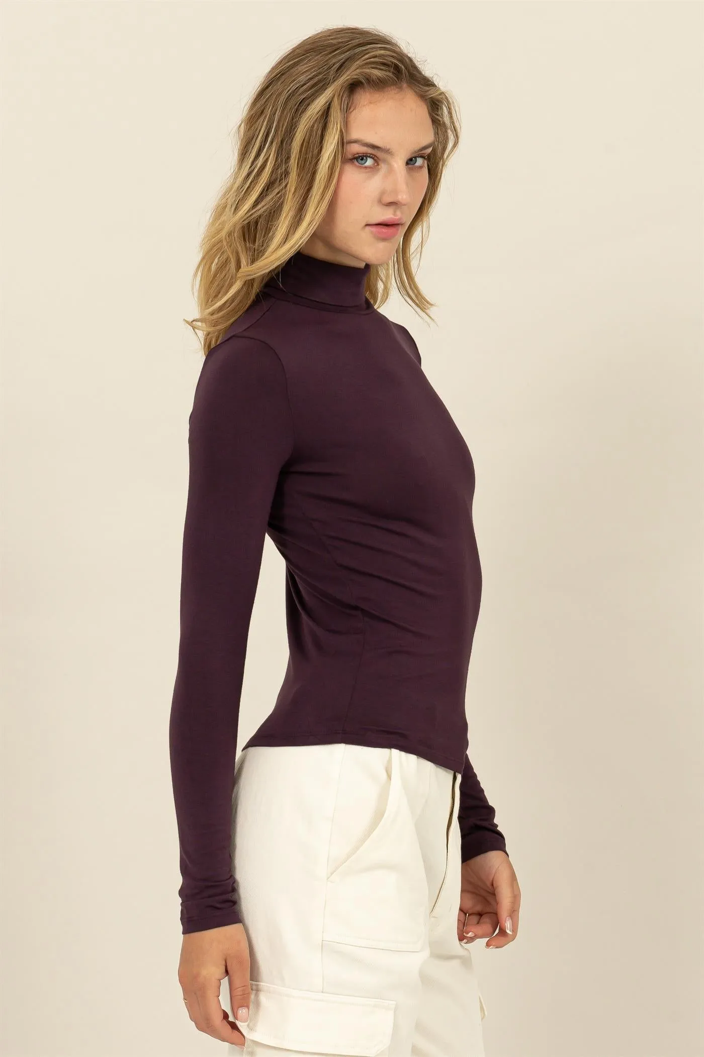 DZ24E436-SLIM-FIT TURTLENECK LONG SLEEVE TOP