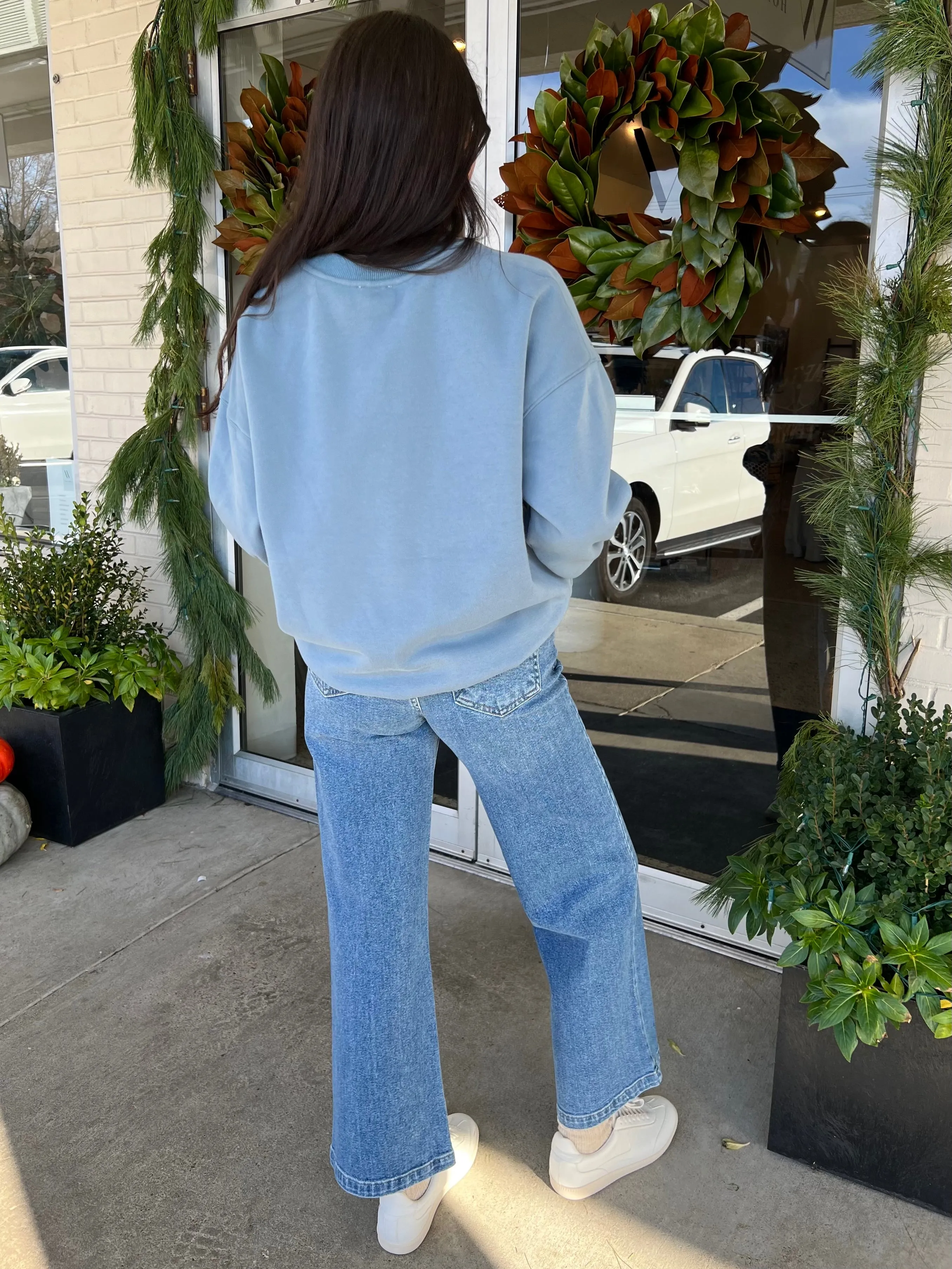 Emmy Patch Pocket Wide Leg Jeans
