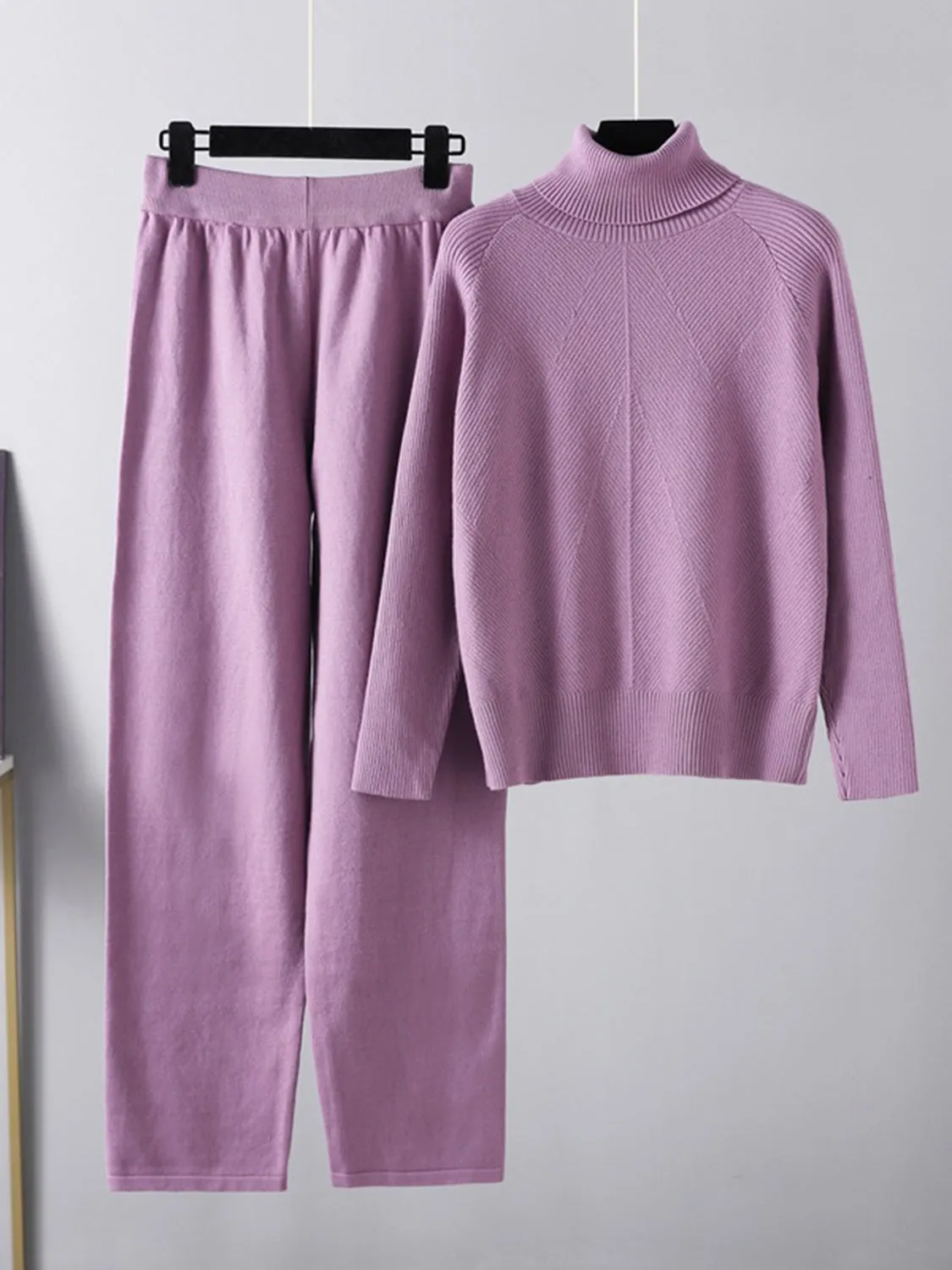 Explore More Collection - Basic Bae Turtleneck Raglan Sleeve Top and Pants Sweater Set