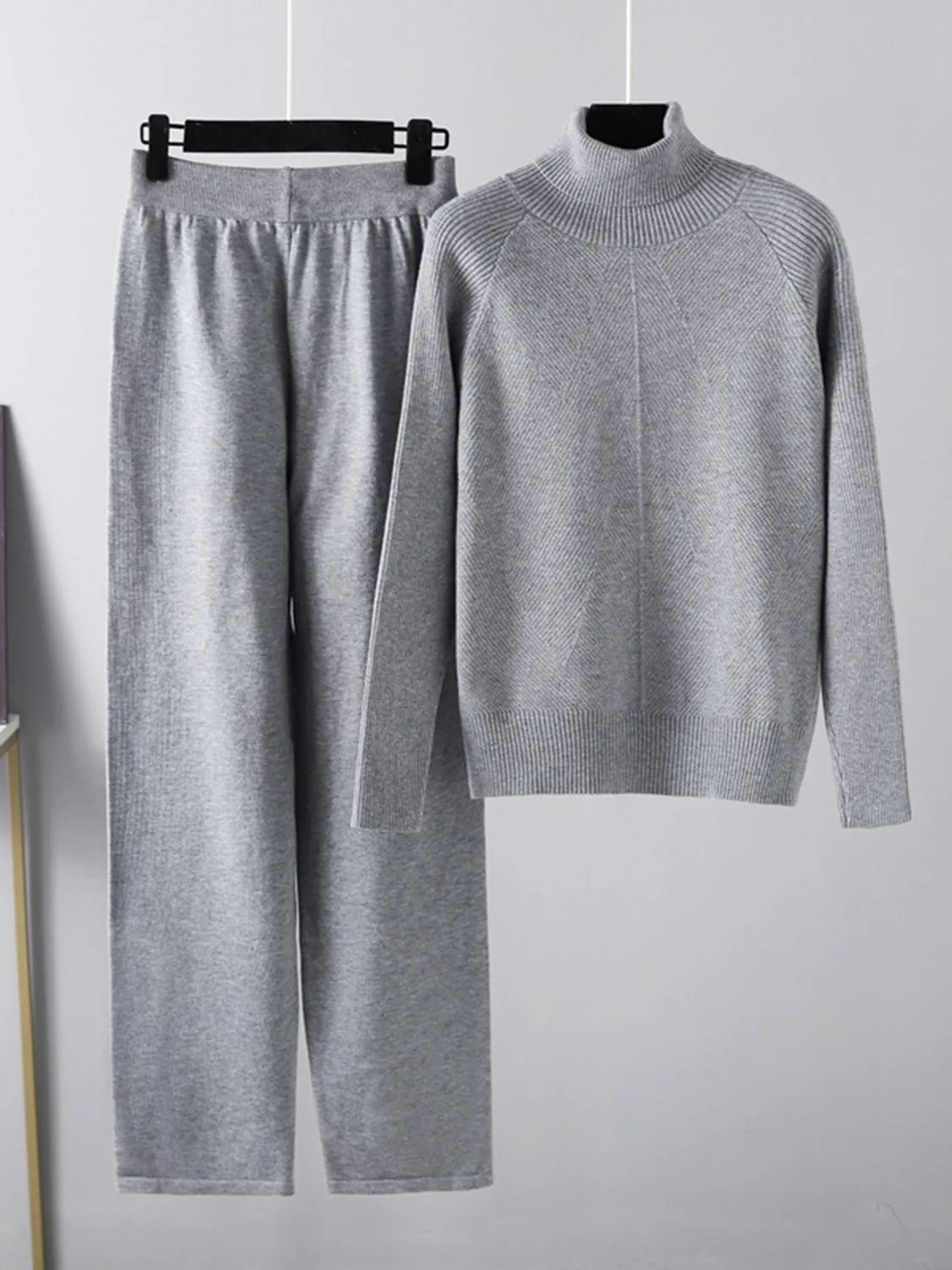 Explore More Collection - Basic Bae Turtleneck Raglan Sleeve Top and Pants Sweater Set