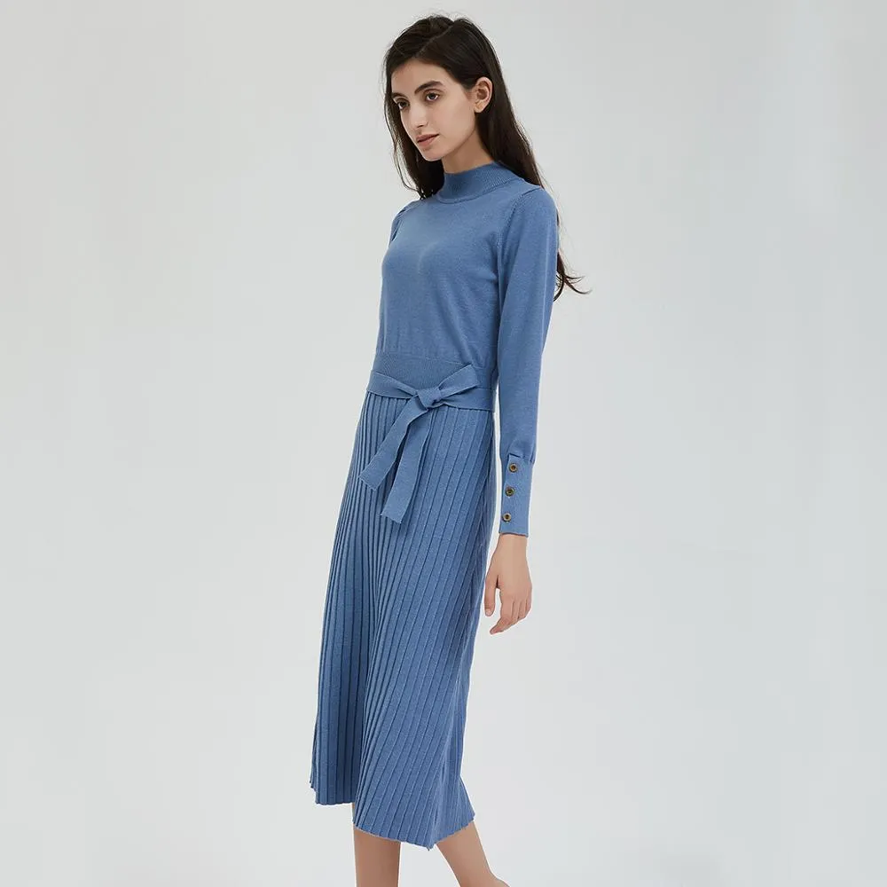 FashionSierra - Elegant Turtleneck Long Sleeve Sweater Dresses