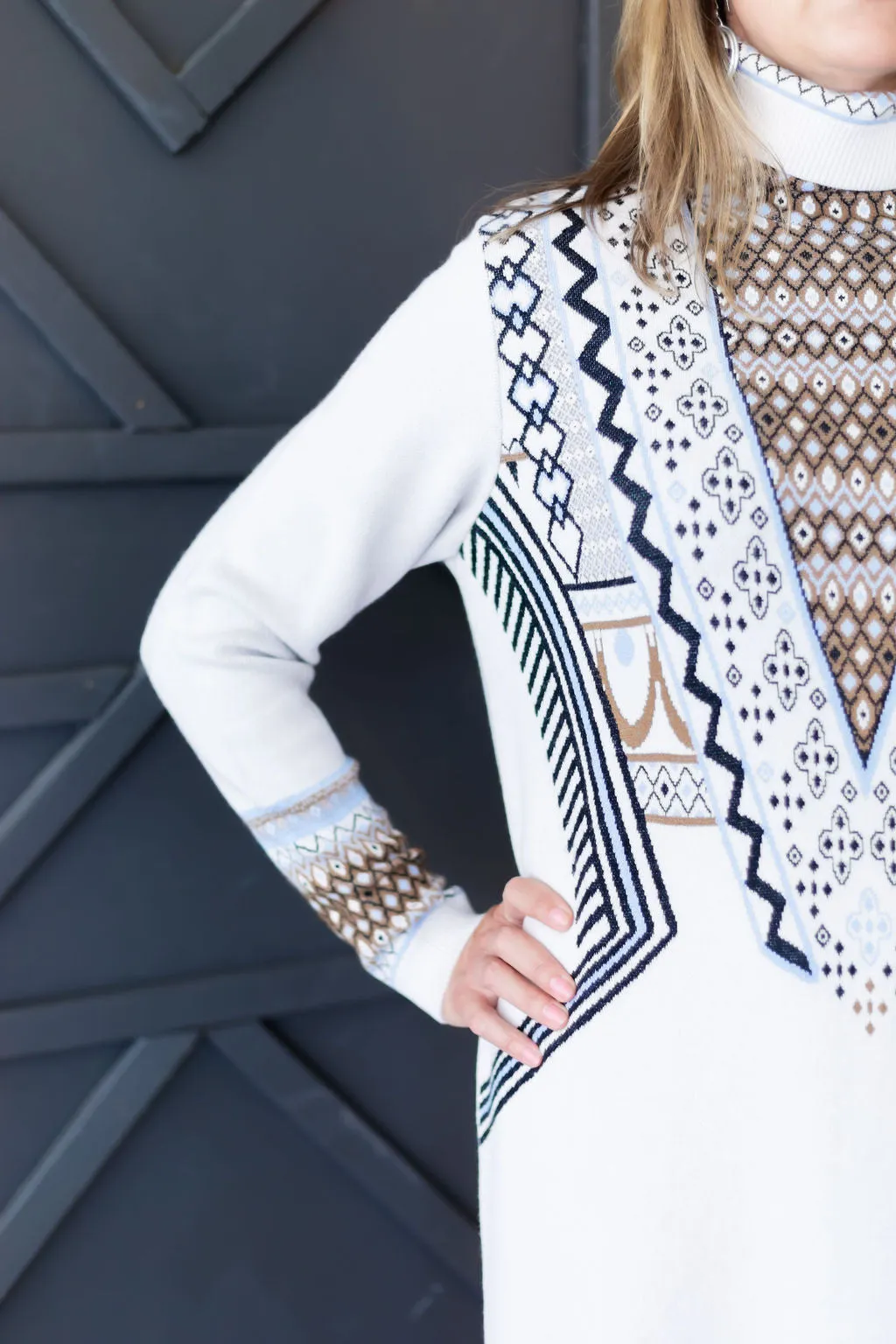 Geo Print Turtleneck Dress