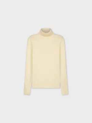 Knit Ribbed Turtleneck-Cream