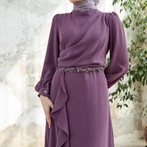 Lilac Flared modest evening dress