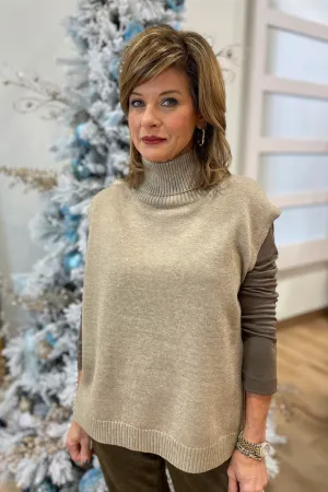 Multiples Turtleneck HiLo Vest Stone