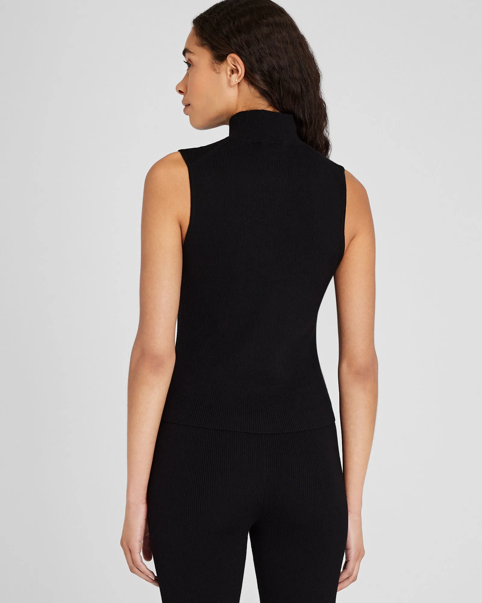 Sleeveless Ribbed Turtleneck Sweater