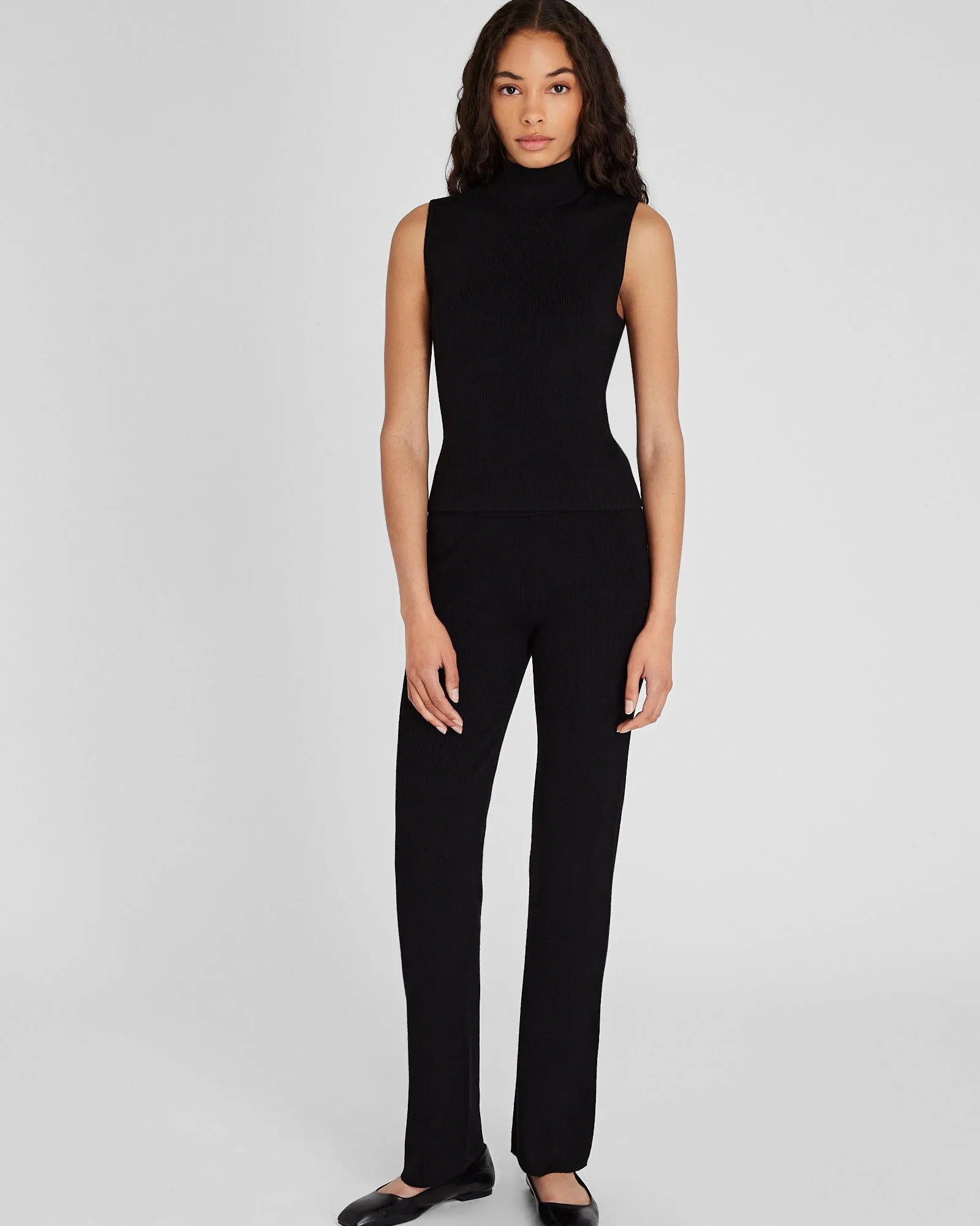 Sleeveless Ribbed Turtleneck Sweater