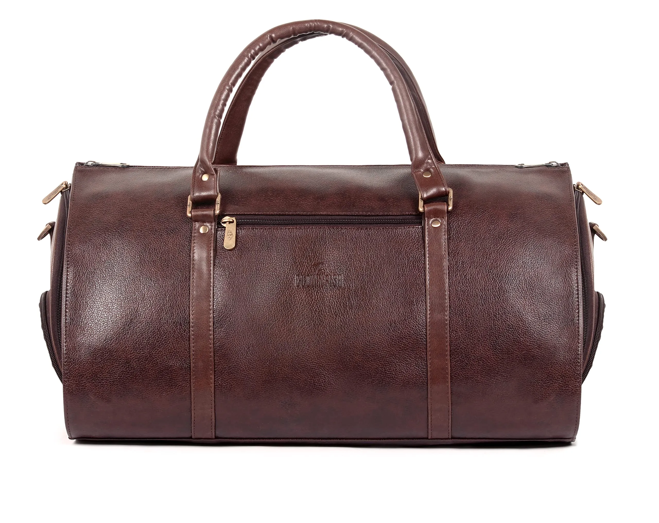 The Clownfish Faux Leather Blazer Suit Coat Travel Duffle Bag | Foldable, Multi-pocket | 52x23x28 cm | Dark Brown