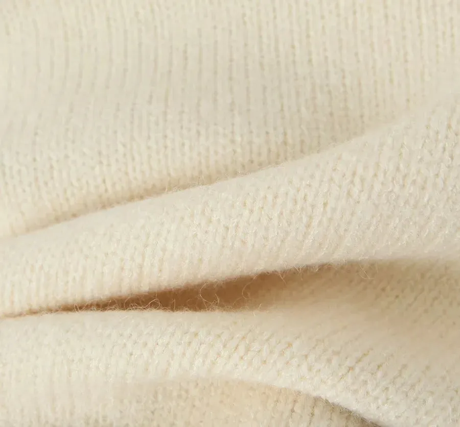 Turtleneck cropped flowing knit sweater with matching knit skirt set