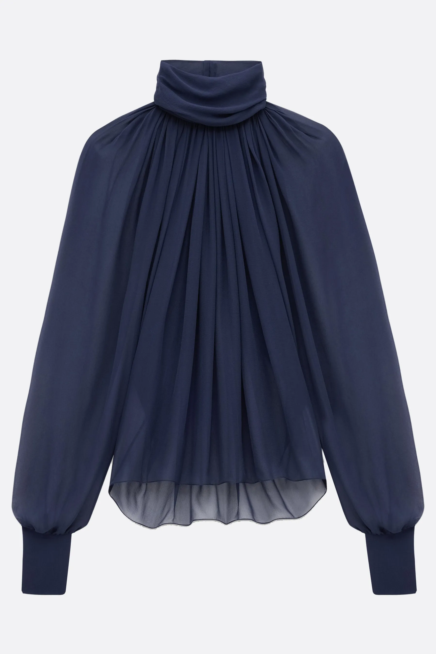 Turtleneck Silk Chiffon Blouse